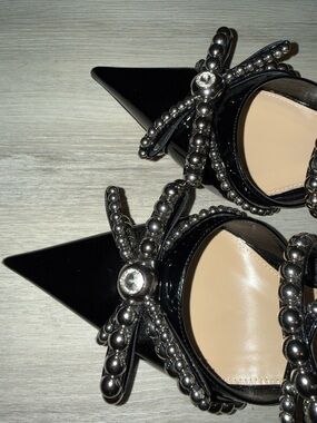 Mach Mach studded crystal bow mule